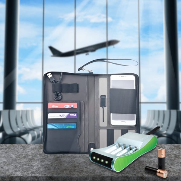 Business Travel Set with Luxury Document Case and Advanced Battery Charger