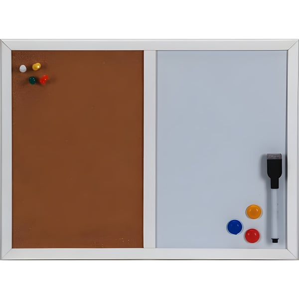 לוח מחיקה מגנטי עם שעם ומסגרת עץ