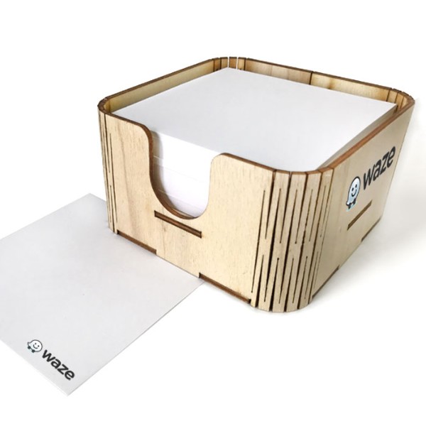 קופסת ממו מעץ - מתנה עסקית יצירתית
