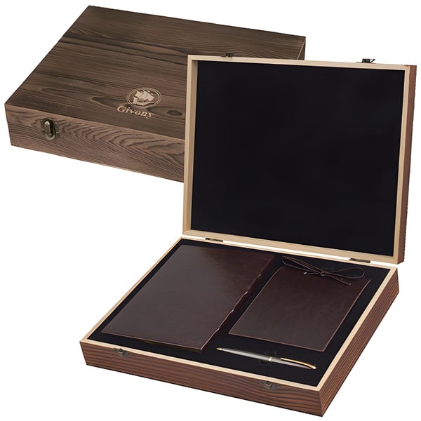 Elegant Wooden Gift Set with Notebook and Pen by Givoni