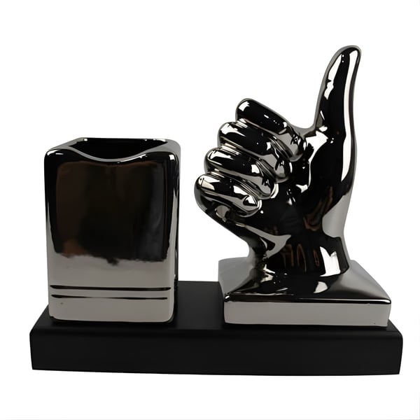 Silver Desktop Stand with Stylish Cup