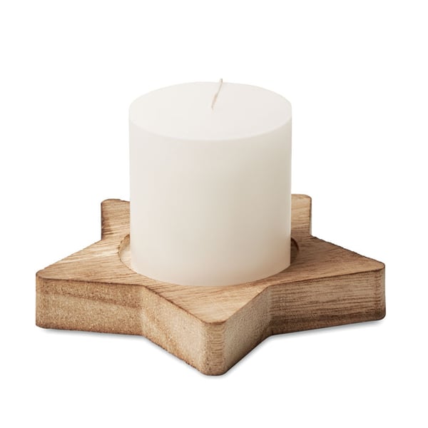 Vanilla Scented Candle with Star-Shaped Wooden Base
