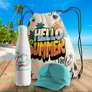 תיק חוף קיצי ובקבוק מים 'היי קיץ'