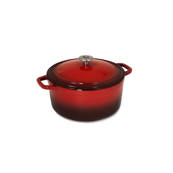 Red 6-Liter Enameled Cast Iron Pot