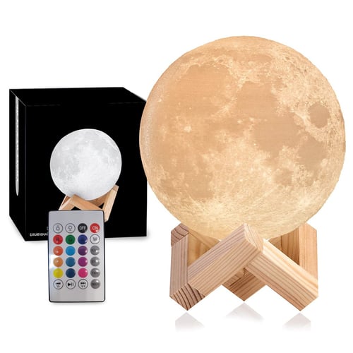 מנורת אווירה בסיס מעץ חכמה עם רמקול בלוטות' ושלט רחוק