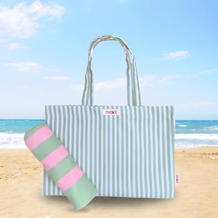 Stylish Canvas Beach Bag with Matching 140x140 Couples Towel