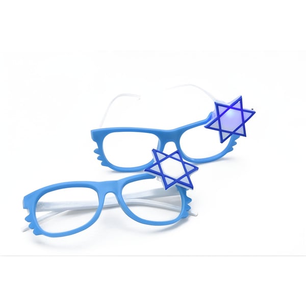 משקפי דגל ישראל מאירים - חבילה של 12 יחידות