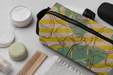 Custom Designed Toiletry Bag with Full Fabric Print 25X11X11 cm