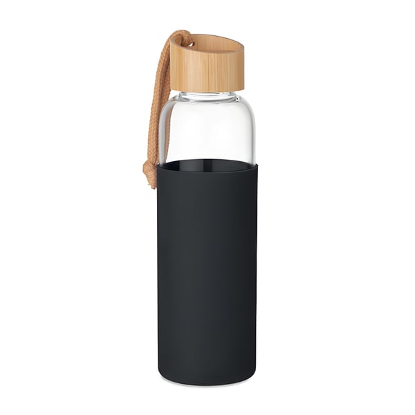 Glass Water Bottle with Silicone Sleeve & Bamboo Lid
