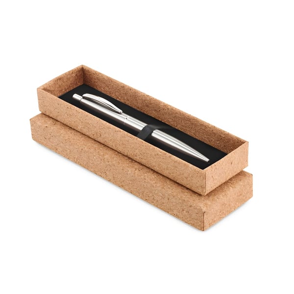 Eco-Friendly Ballpoint Pen with Recycled Stainless Steel and Cork Box