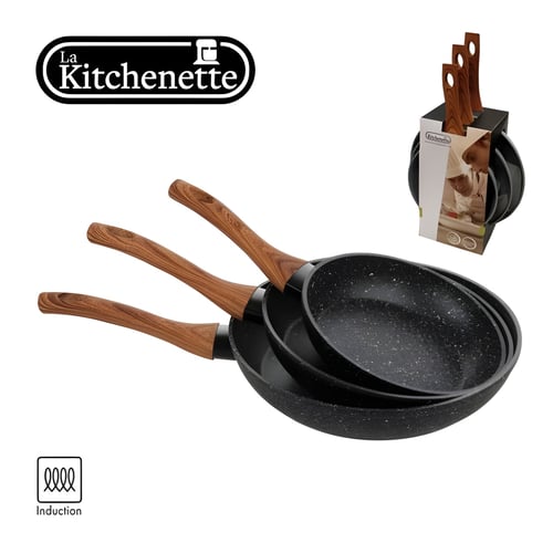 סט מחבתות Non Stick מרבל דמויות שיש LA KITCHENETTE - איכות בלתי מתפשרת במטבח