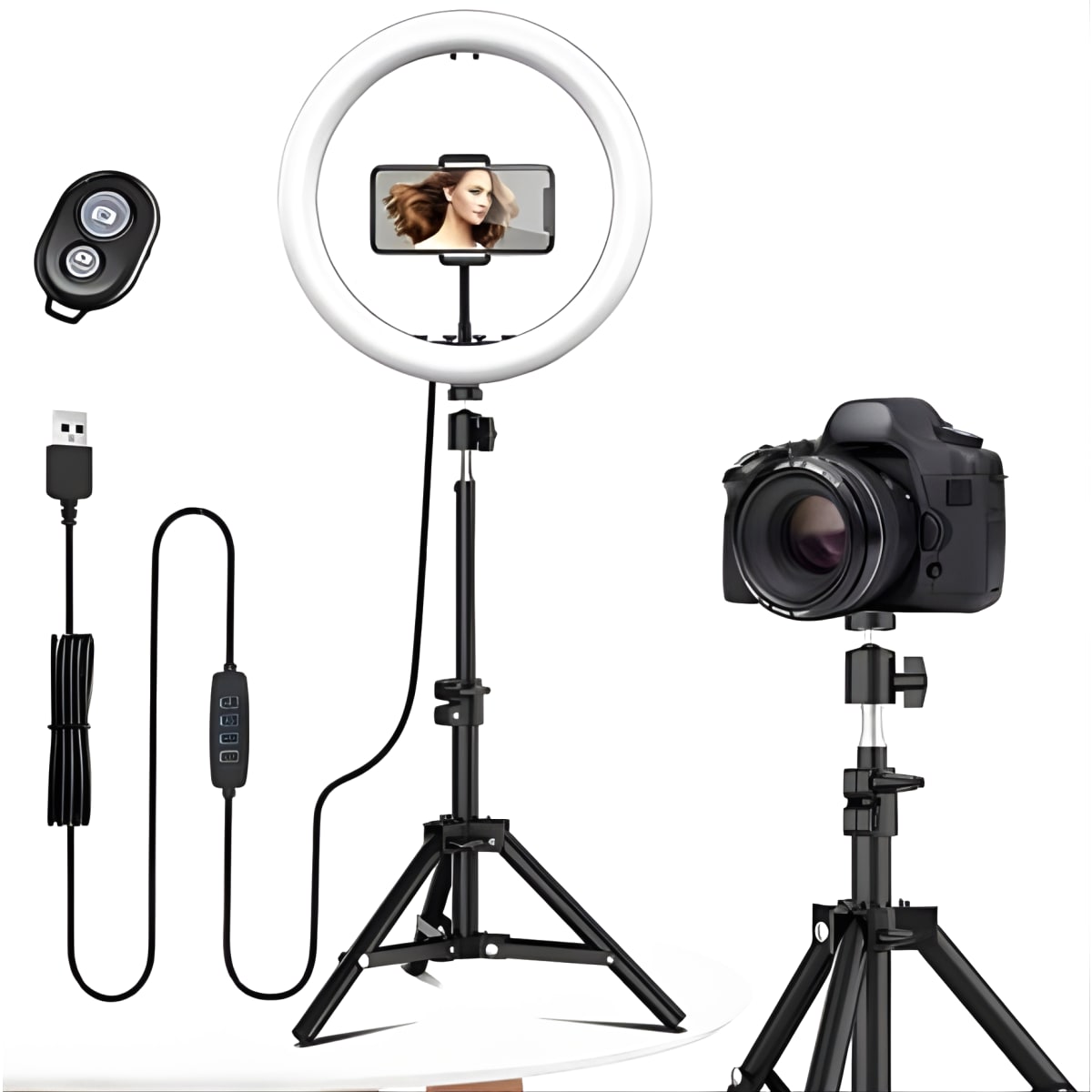 טבעת תאורה מקצועית לצילום עם שלט בלוטוס