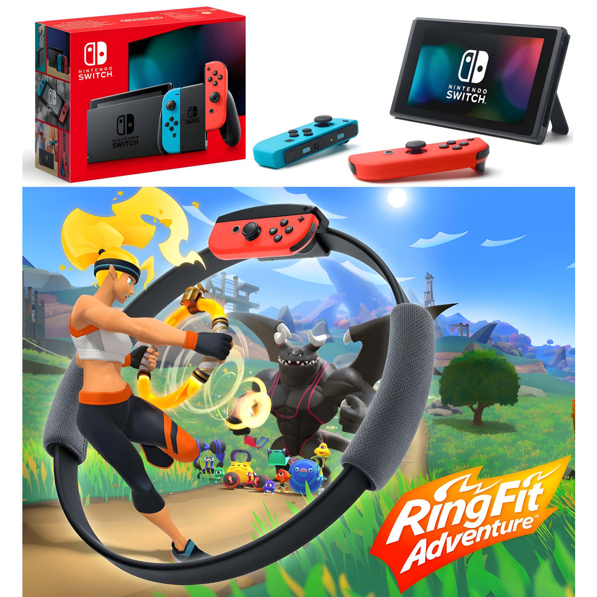 מארז נינטנדו עם RingFit לפעילויות ספורטיביות