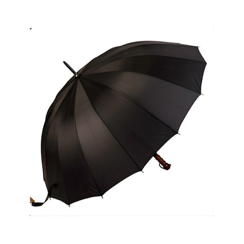 מטריה משפחתית ארוכה 27 אינץ' - 16 צלעות עם ידית עץ ישרה