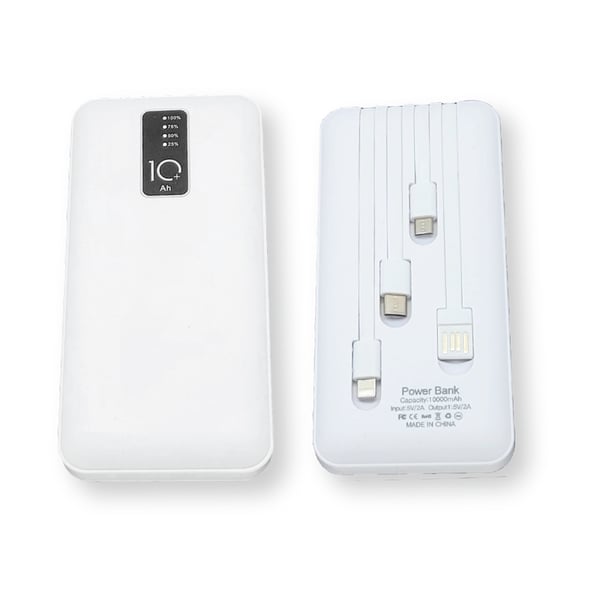 Portable Charger with Built-In Cable – 10,000mAh