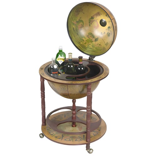גלובוס בר מעוצב עם תא אחסון בקבוקים