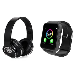 Smartwatch Bundle with WhatsApp Support and Convertible Wireless Earphones