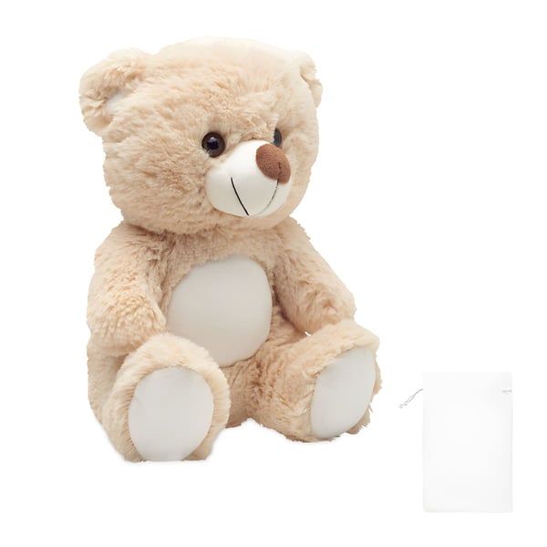 דב צעצוע גדול בבד פליס RPET ממוחזר בשקית אורגנית