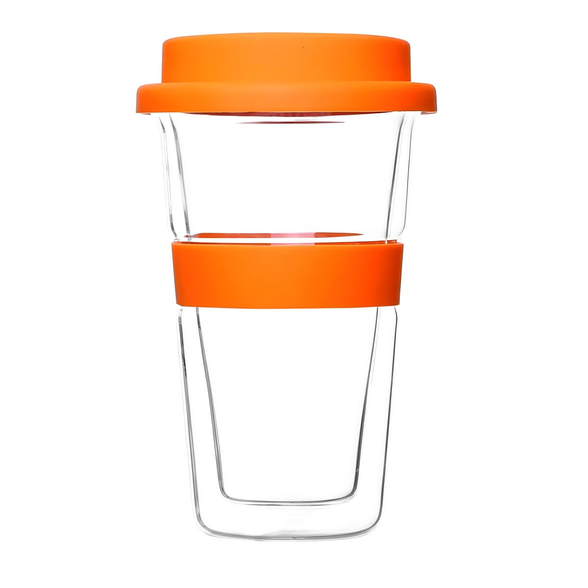 כוס זכוכית עם דופן כפולה ומכסה סיליקון - ביקל