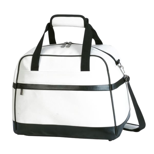 Black/White PU Verona Sports Bag with Large Main Compartment