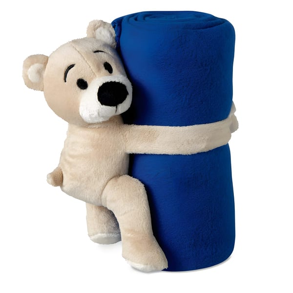 Children's Fleece Blanket with Teddy Bear Plush
