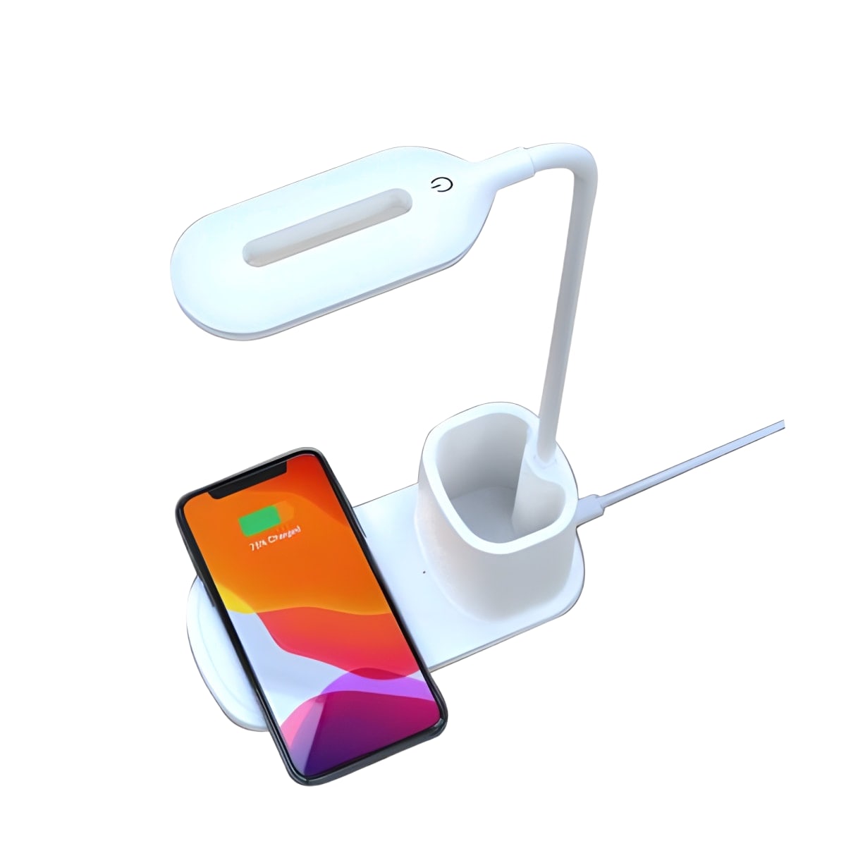 משטח טעינה אלחוטי 10W משולב עם מנורת LED וכוס עטים