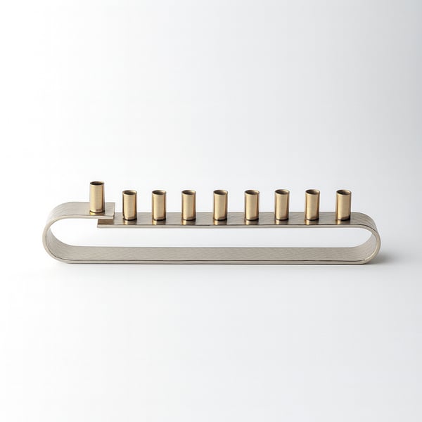 חנוכייה אלומיניום לנרות מהודרת 27x7 ס"מ