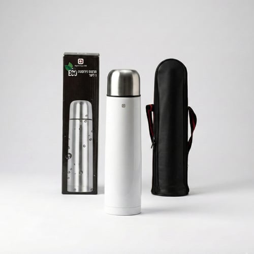 תרמוס נירוסטה 1 ליטר עם פאוץ׳ - מתנה עסקית יוקרתית