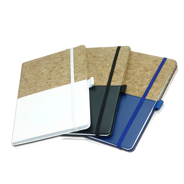 מחברת A5 עם כריכת שעם ודמוי עור - 100 דפים