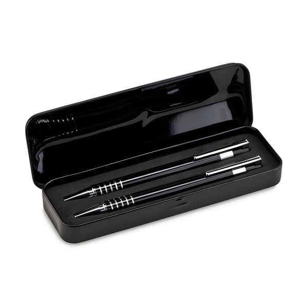 Premium Aluminum Ballpoint Pen and Mechanical Pencil Set in Stylish Metal Case