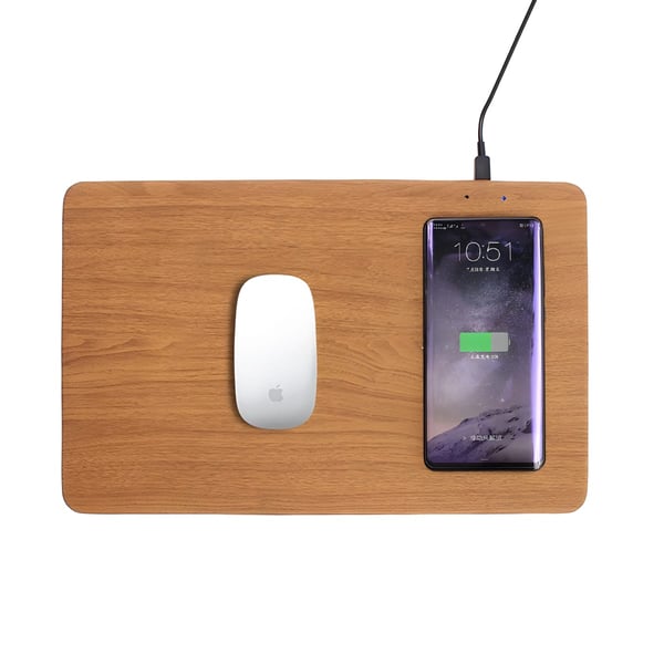 Wooden Desk Charger with Phone and Mouse Space
