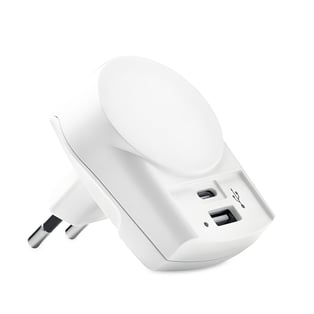 מטען USB אירופי כפול עם יציאות Type-C ו-Type-A