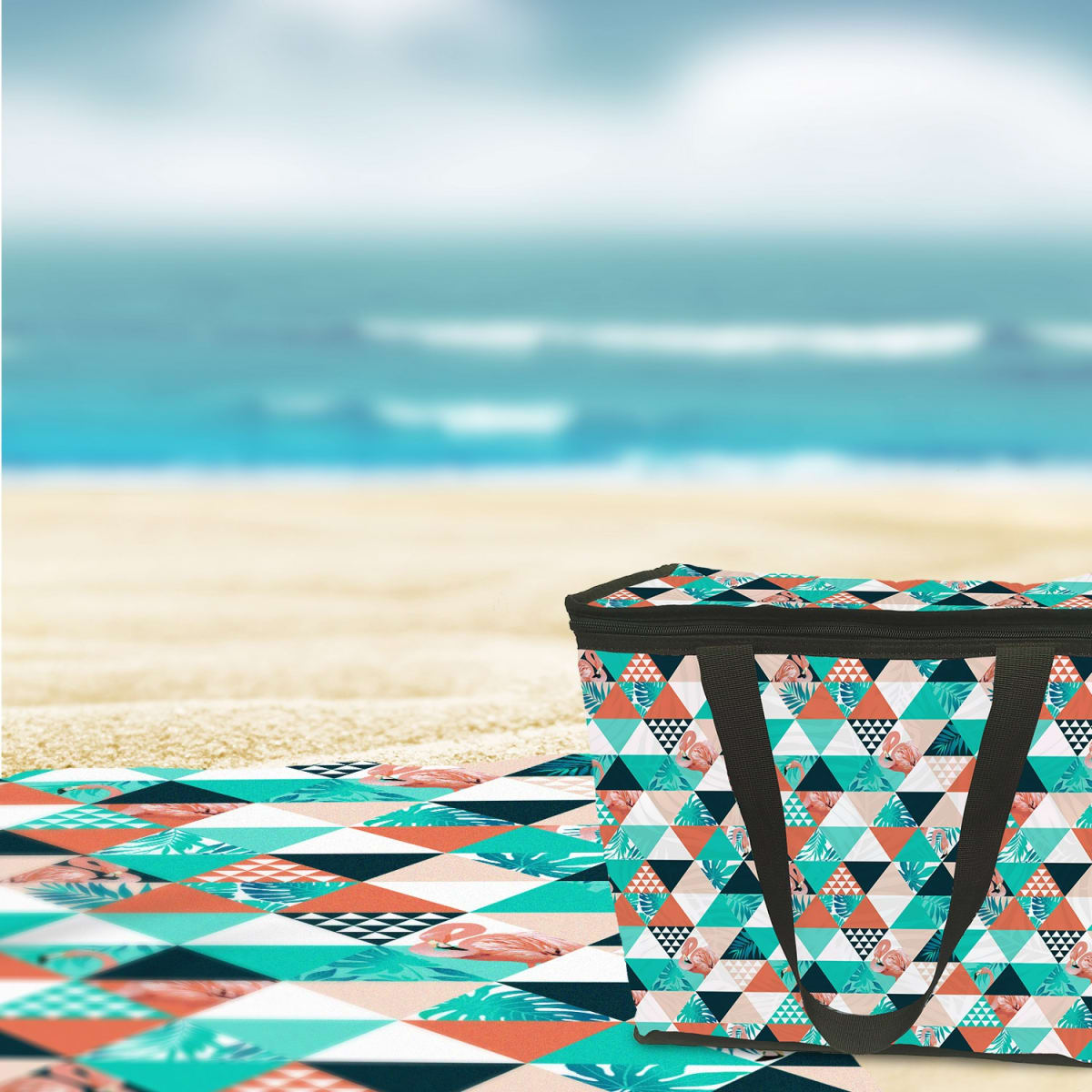 סט עיצובי לטיול וחוף - צידנית ושמיכת פיקניק מותאמות אישית!