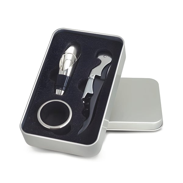Luxury Wine Accessory Set 'Chianti' in Metal Tin