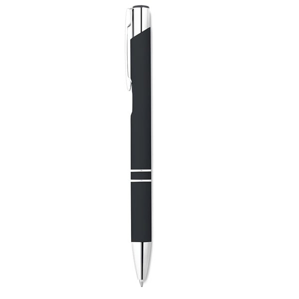 Push Button Ballpoint Pen with Rubberized Finish - AOSTA