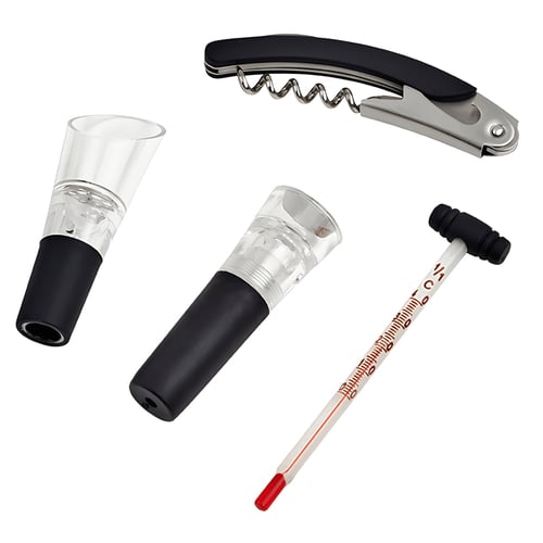 מארז אביזרי יין מעוצב - 4 חלקים בצורת ספר