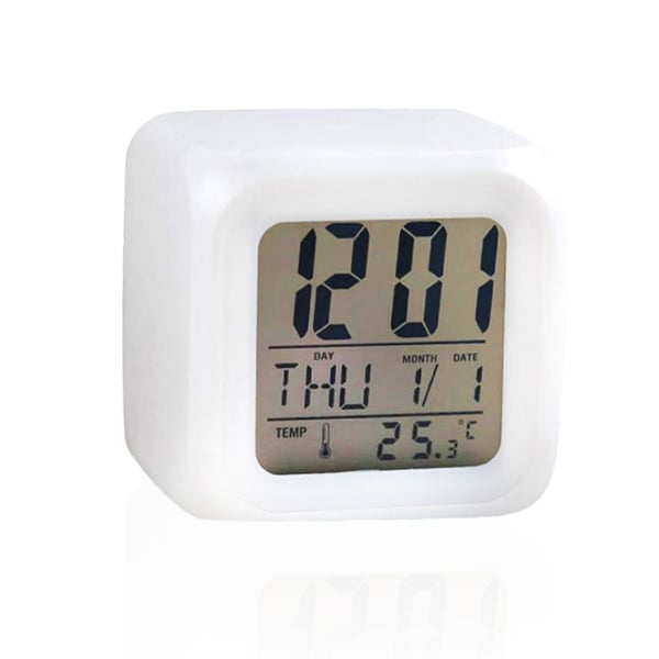 LED Cube Alarm Clock with Time, Date, and Temperature