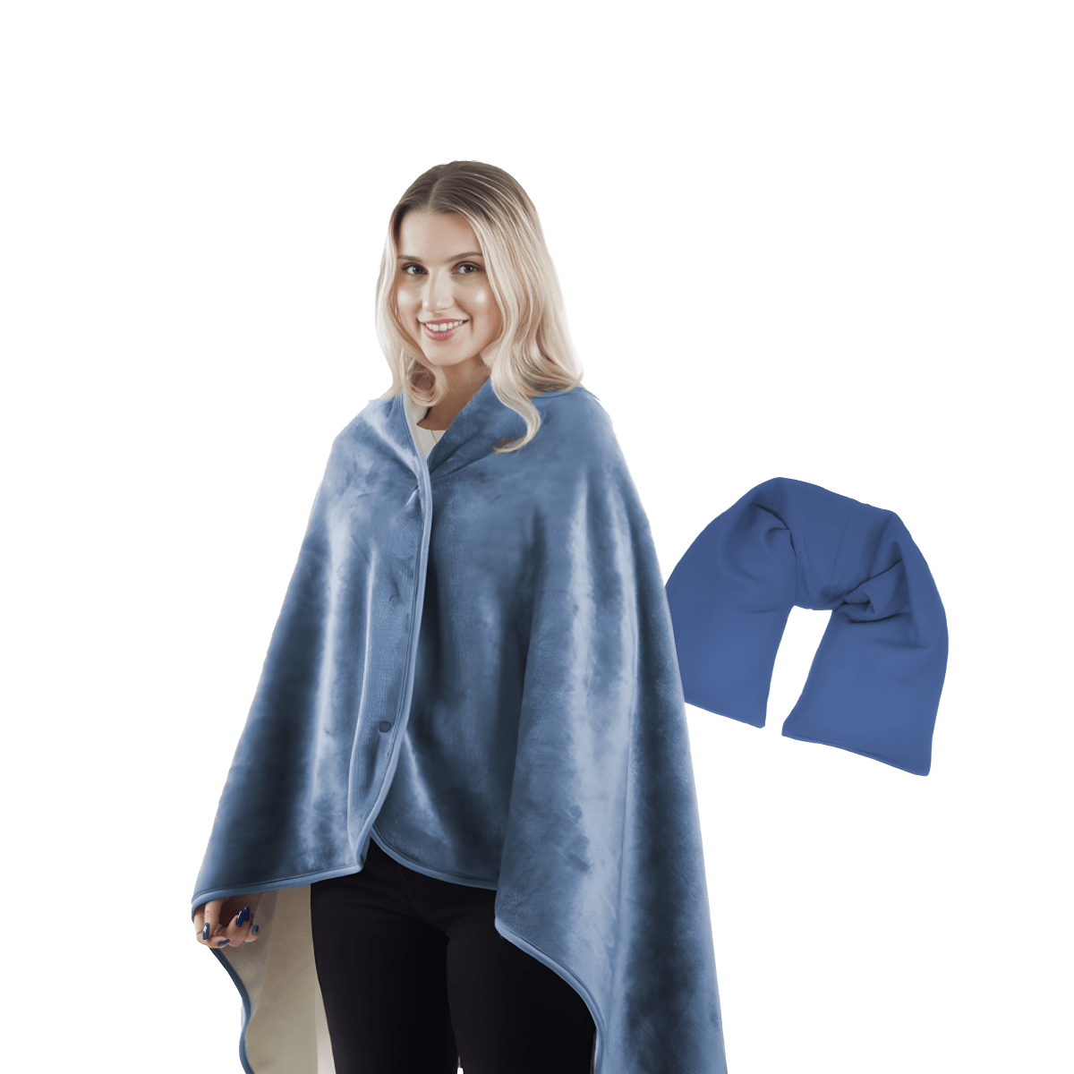 מארז חימום ונוחות: כרית כתפיים וכירבולית פליז