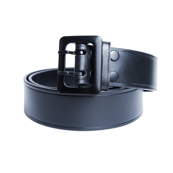 Wide Leather Belt with Metal Buckle
