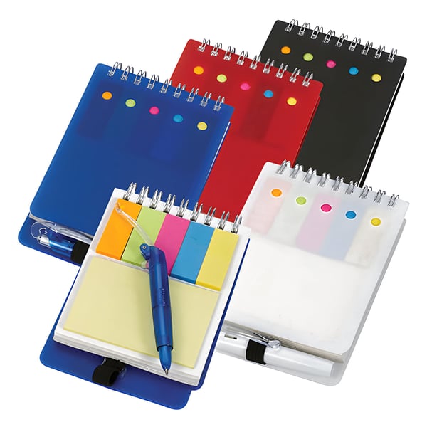 Hard Cover Spiral Notebook with Pen and Sticky Notes