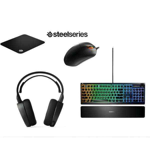 חבילת גיימרים מתקדמת: עכבר, מקלדת, אוזניות ומשטח מותאם