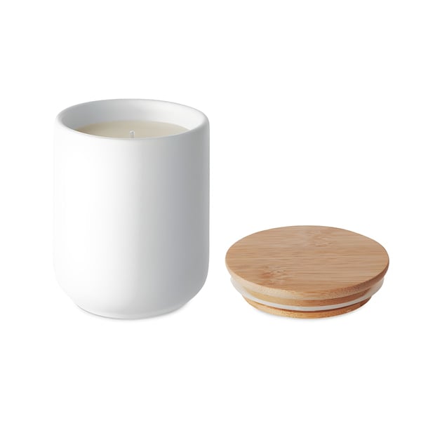 VEIKA Fresh Linen Scented Plant-Based Wax Candle in Stoneware