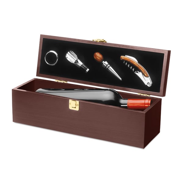 Luxury Wine Gift Set in Wooden Box with Accessories