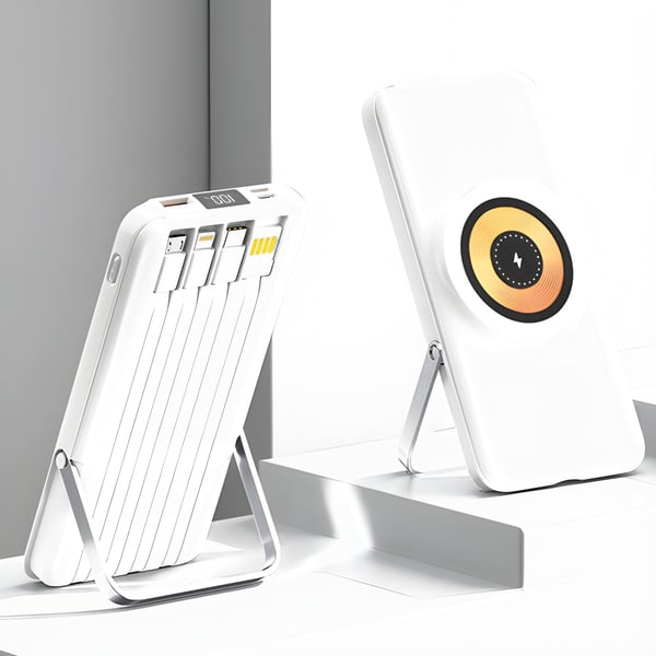 10,000mAh Power Bank with 15W Wireless Charger and 4 Cables