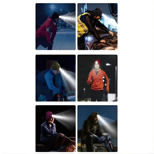 כובע סרוג עם פנס לד נטען