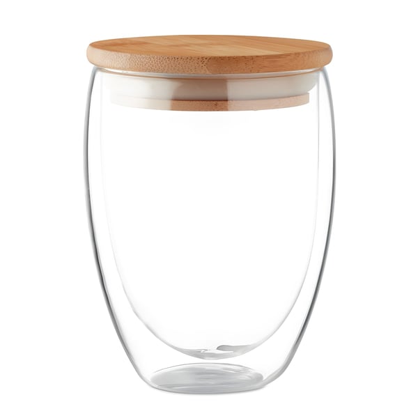 Borosilicate Glass Tumbler with Natural Bamboo Lid - 350ml