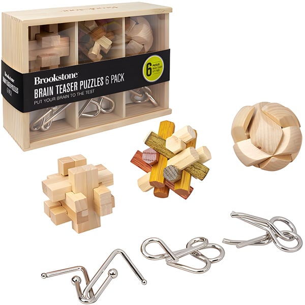 Wood and Metal Brain Teaser Set - 6 Puzzles
