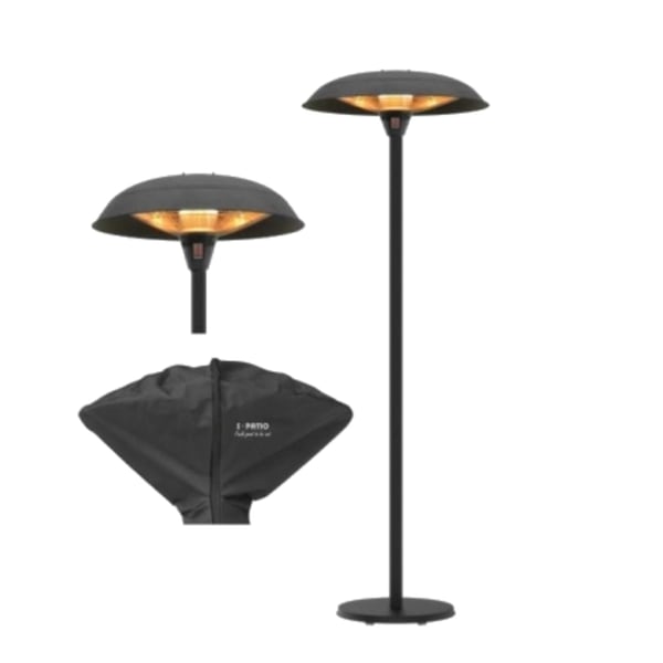 Stylish Electric Patio Heater on Stand with 3 Heat Settings + Cover S.PATIO