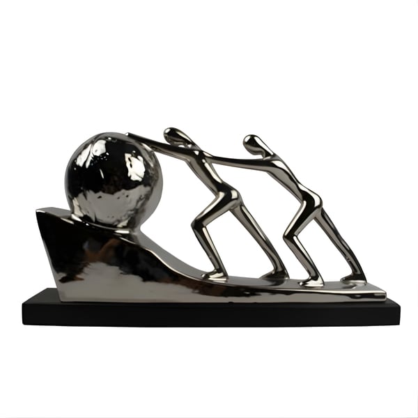 Silver Sculpture Ascending to the Summit of Success