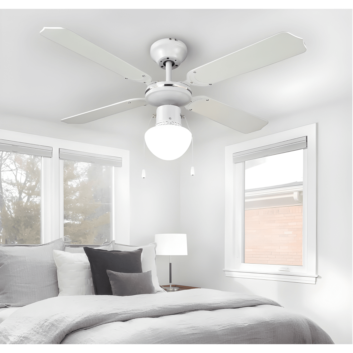 מאוורר תקרה SIERRA 42 עם חוטי משיכה לבן - מנוע שקט וחסכוני